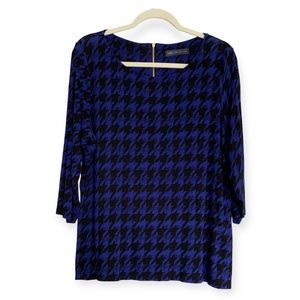Women’s M&S Collection Blue And Black Stretch Top 3/4 Sleeves Size L-XL